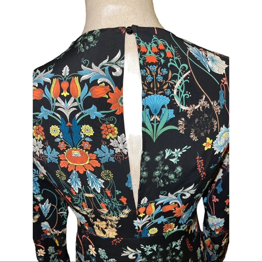 Zara Woman Fall Floral Print Long Sleeve Shift Dress Women’s Size Small - Picture 8 of 8